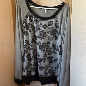 George Black and Gray Knit Top 2X